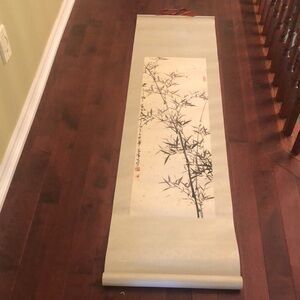 Hand painted Bamboo Scroll- Signed  - 6ft long